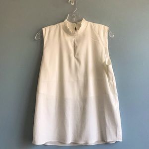 T Tahari Ruffle High Neck Sleeveless Top. Size S